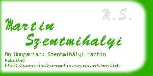 martin szentmihalyi business card